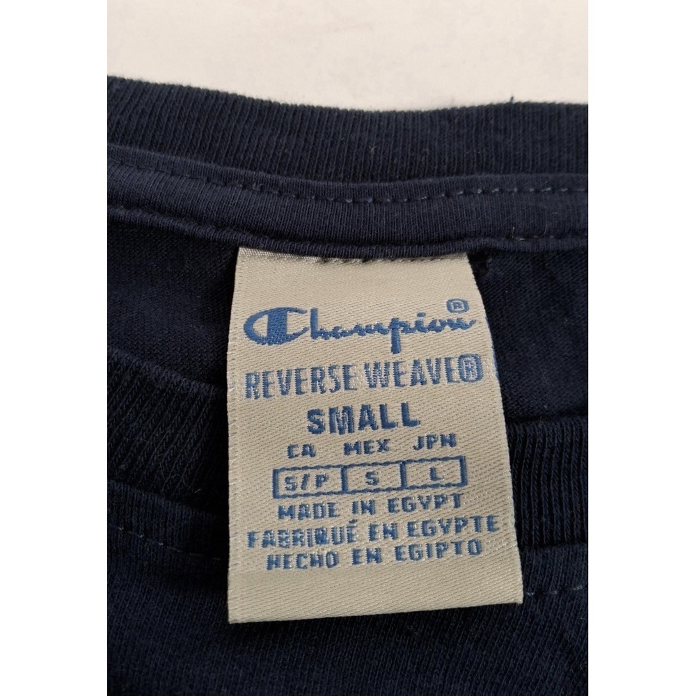 NWT Champion Reverse Weave Blue S Crew Neck T Shirt Navy Blue Embroidered Logo - Picture 3 of 7